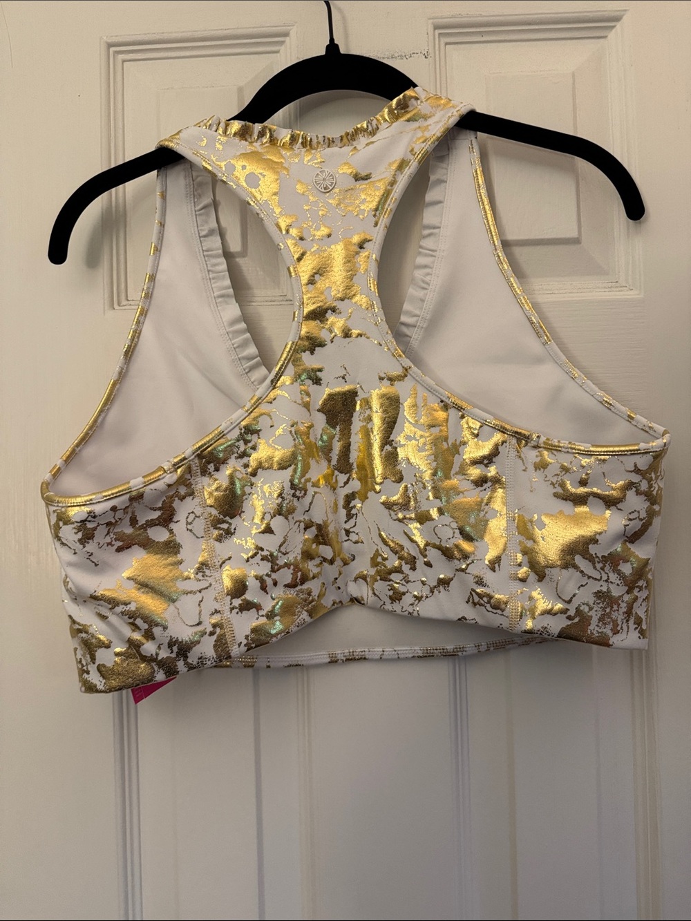 NWT Lilly Pulitzer Lindsay Sports Bra Gold Shoreline Foil - Picture 7 of 9